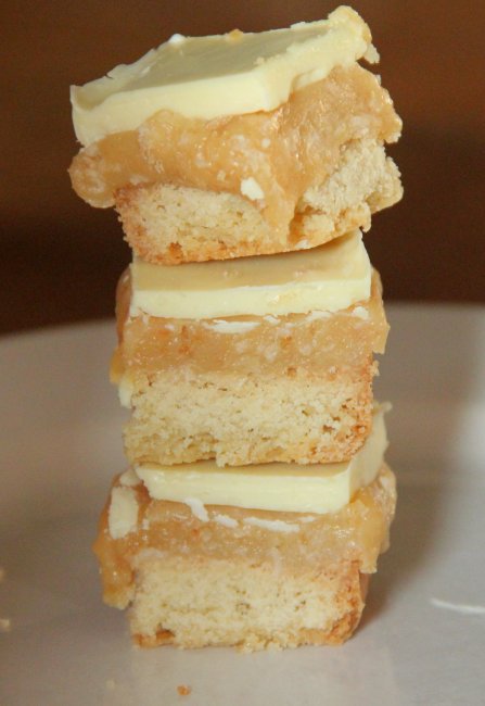 Coconut Caramel Shortbread with White Chocolate