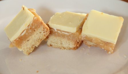 Coconut Caramel Shortbread with White Chocolate